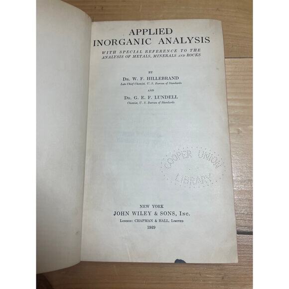 Applied Inorganic Analysis by Hillebrand & Lundell. Cooper Union Library. 1929 - Picture 4 of 6